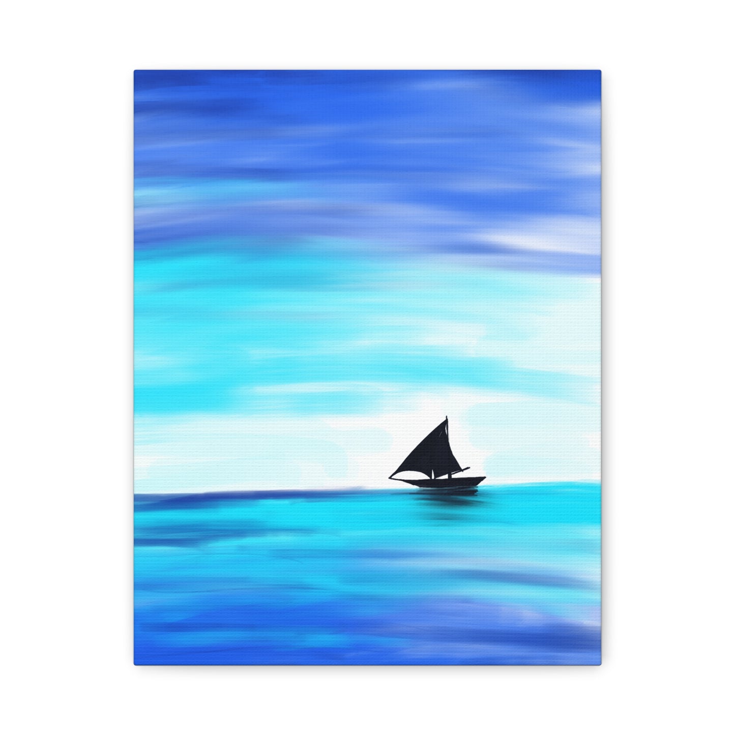 Hand-Painted Sail Away Canvas Wall Art – Minimalist Ocean Sailboat Digital Print