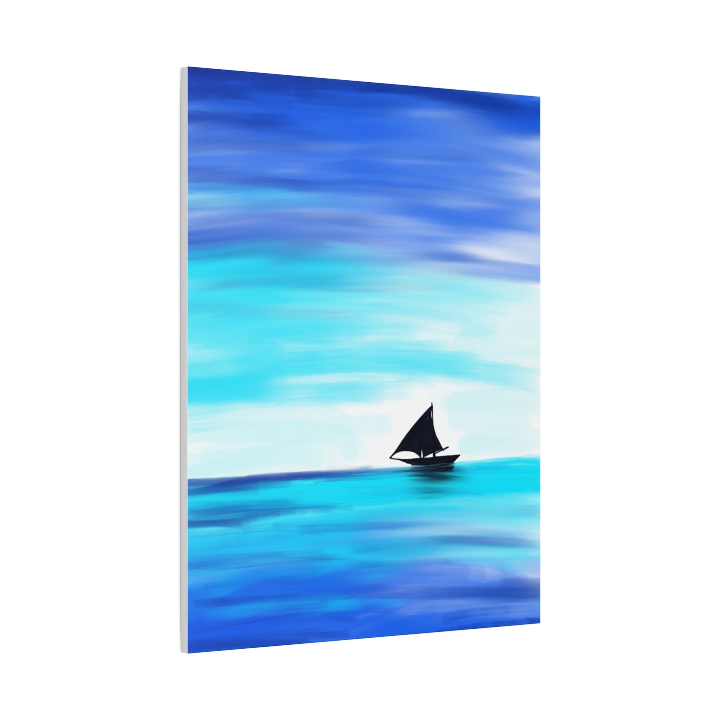 Hand-Painted Sail Away Canvas Wall Art – Minimalist Ocean Sailboat Digital Print