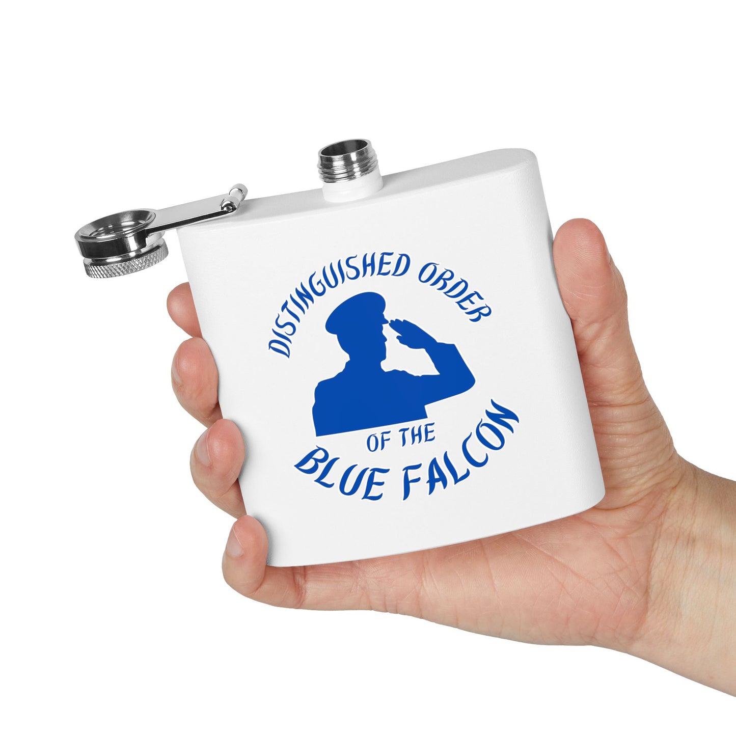 Distinguished Order of the Blue Falcon Flask – Stainless Steel Military Gag Gift