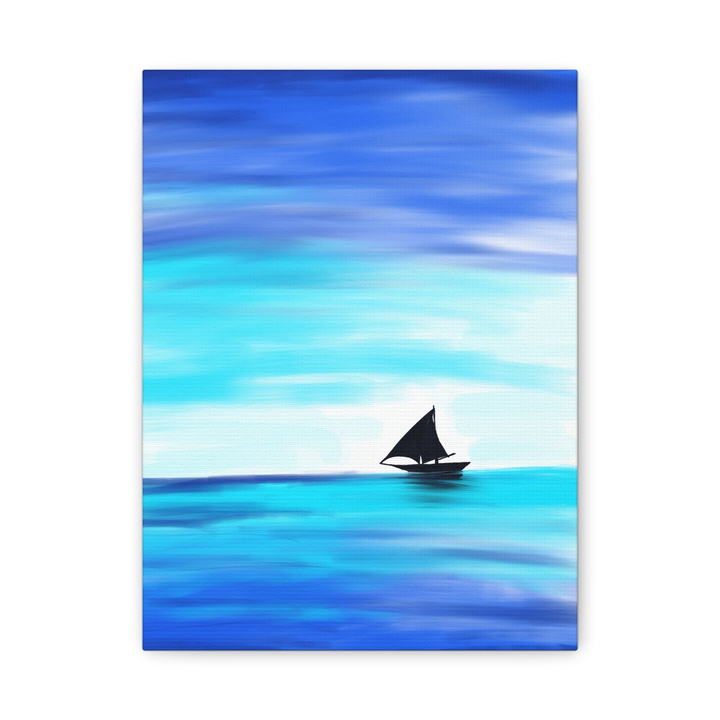 Hand-Painted Sail Away Canvas Wall Art – Minimalist Ocean Sailboat Digital Print