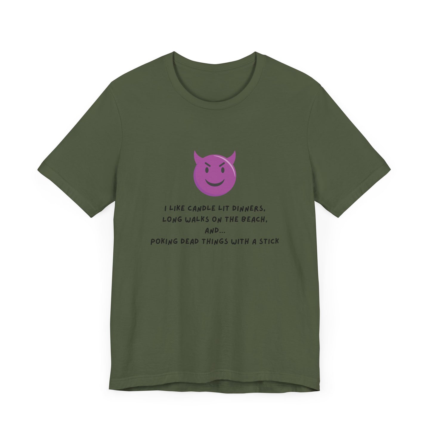 Funny Devil Emoji T-Shirt – Candlelit Dinners & Poking Dead Things Dark Humor Tee