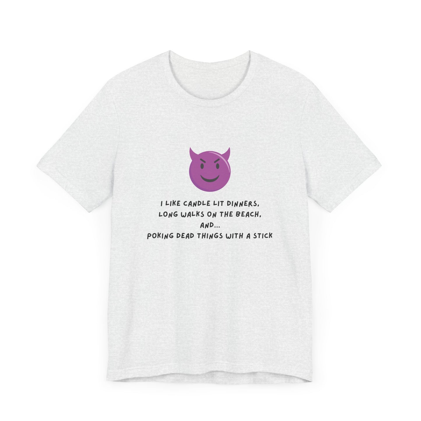 Funny Devil Emoji T-Shirt – Candlelit Dinners & Poking Dead Things Dark Humor Tee